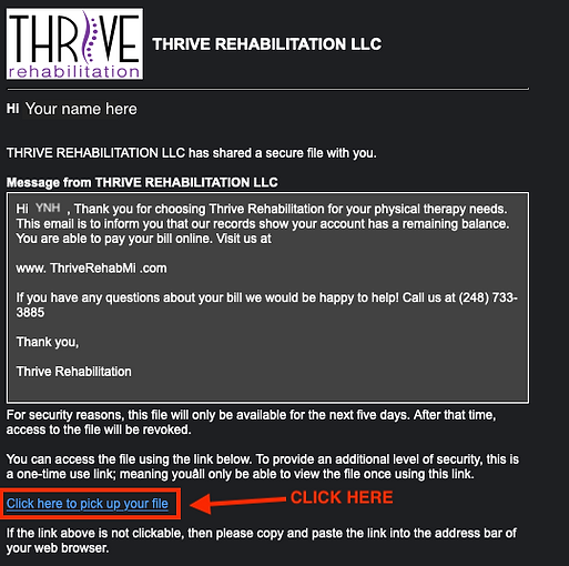 Thrive web billing portal example